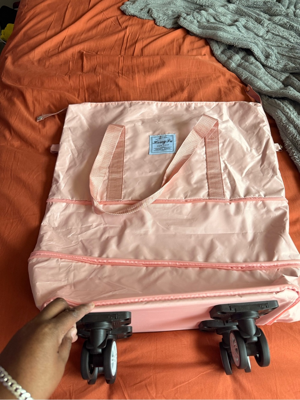 Pink Rolling Travel Tote Bag